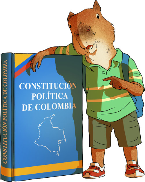 chigüi con una copia impresa de la Constitución de la República de Colombia